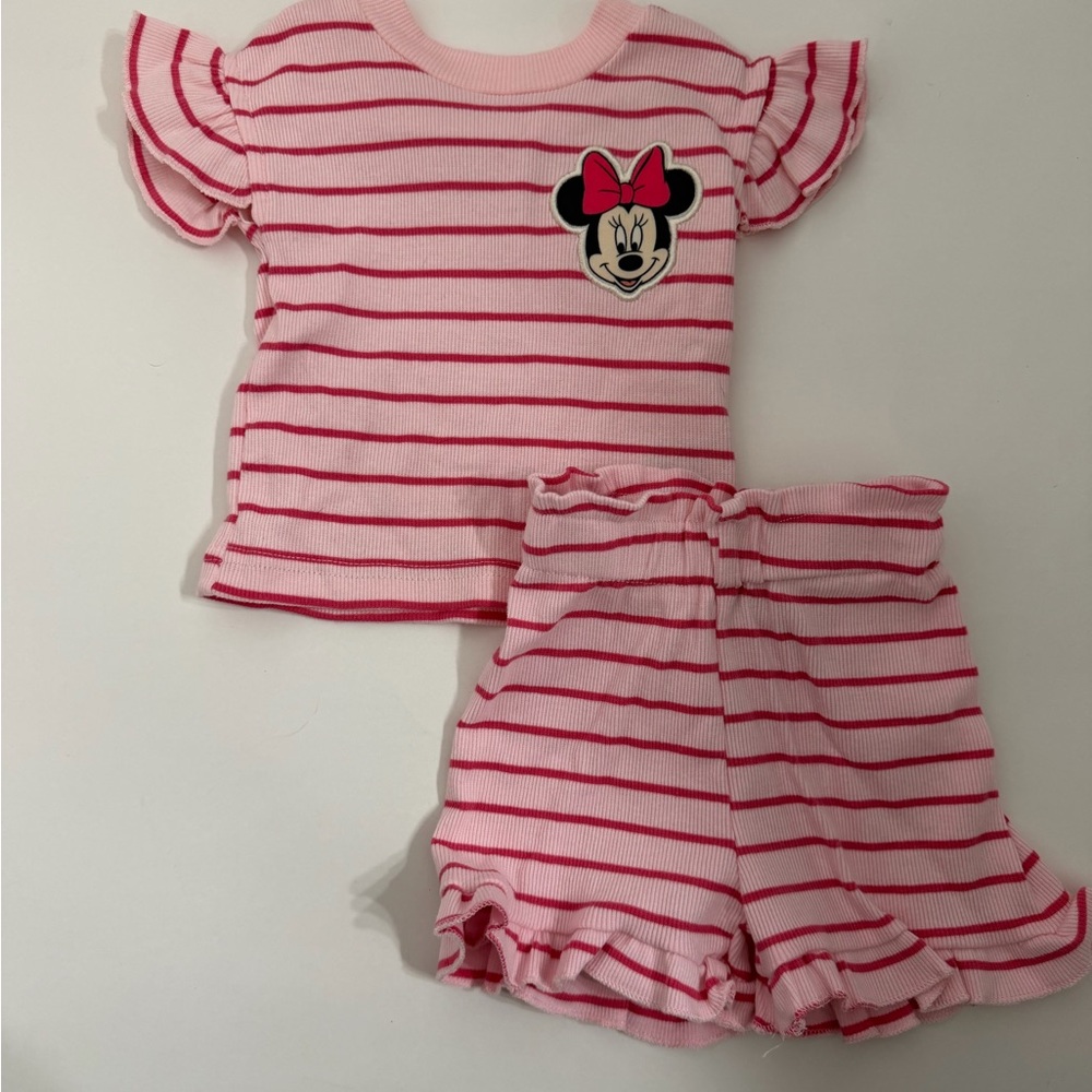 Minnie Mouse ribbed striped set (3–6M)